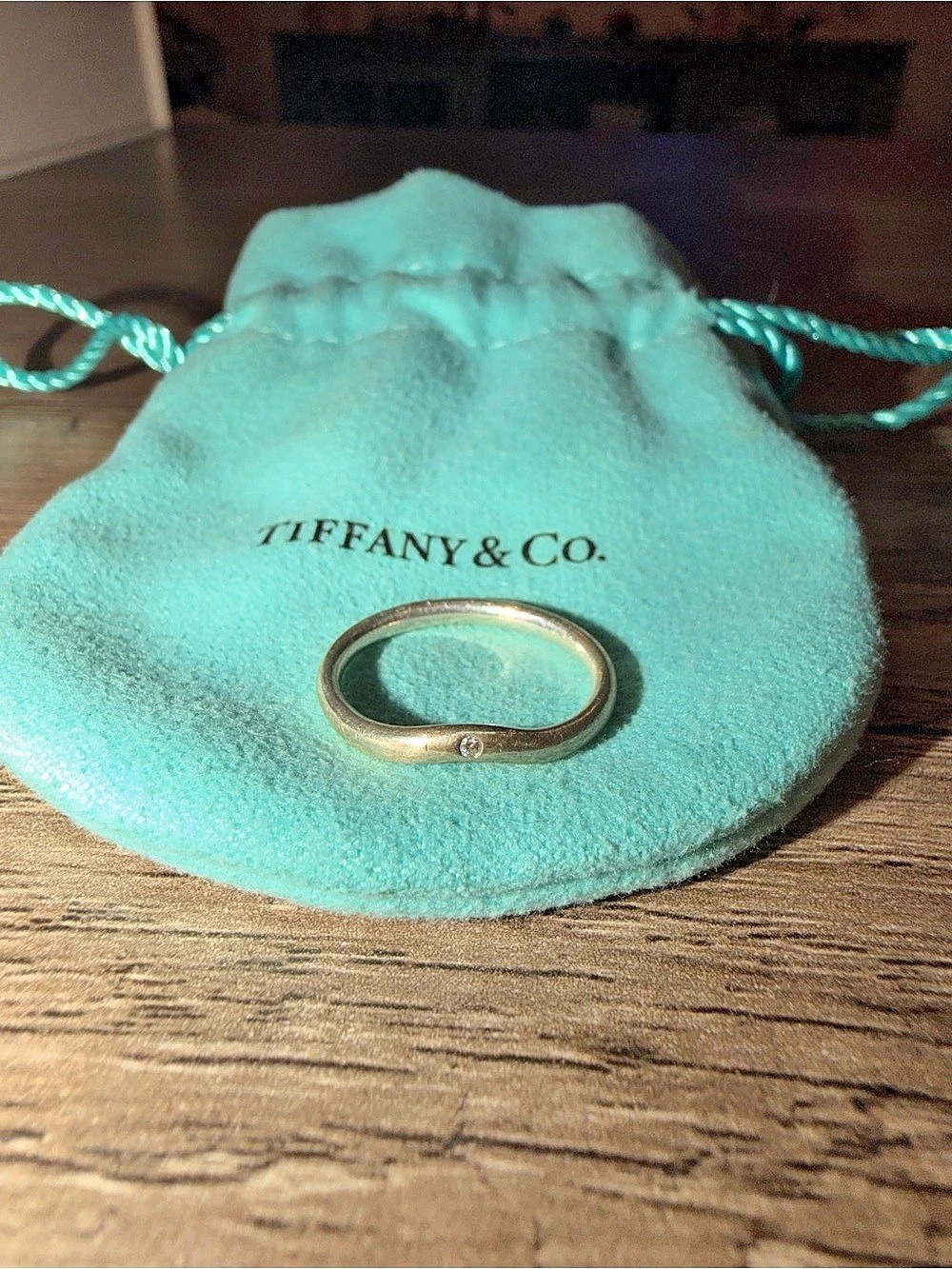 Tiffany & Co. Elsa Peretti Wave Single-row Diamond Ring. Silver